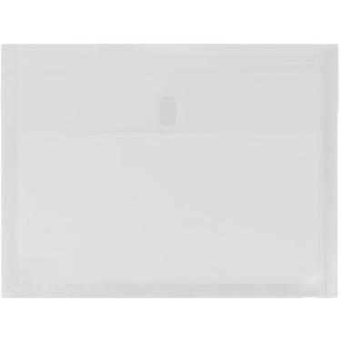 Imagem de JAM PAPER Envelopes de expansão de plástico com fecho de gancho e laço – livreto de letras – 23 x 33 com expansão de 2,5 cm – transparente – pacote com 3