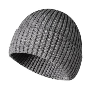 Imagem de Chapéus quentes de inverno para homens/mulheres Gorros de malha Respirável e macio Gorro Chapéus Variedade de cores Aba estendida Gorro de malha grosso, macio e elástico