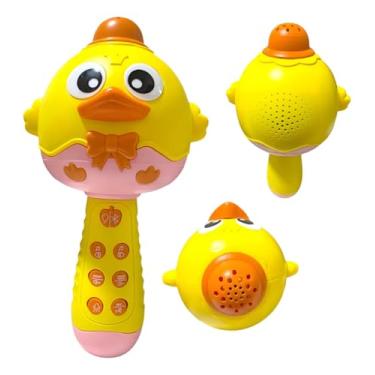 Imagem de Microfone Infantil Patinho Amarelo Recarregável, Luz Colorida, Música, Karaoke e Histórias para Diversão Completa