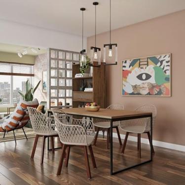 Imagem de Mesa de Jantar Retangular Industrial Memphis Carvalho e Preta 160 cm