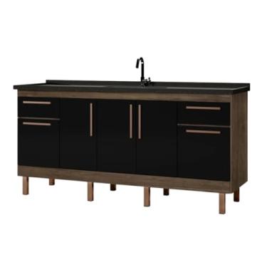 Imagem de Gabinete de Cozinha Avelato 194cm Balcão 5 Portas 2 Gavetas (Preto)