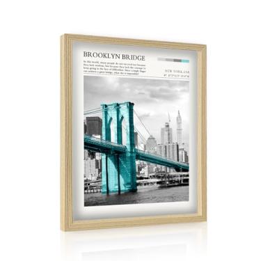 Imagem de GUMEYJIA Arte de parede da Ponte do Brooklyn, pequeno, 30,5 x 40,6 cm, moldura vintage, arte em tela preta e branca com turquesa, decoração de casa para sala de estar e quarto