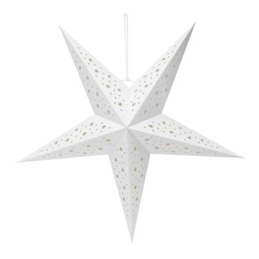 Imagem de NUOBESTY Abajur criativo de papel de cinco pontas com pingente de lâmpada de teto para decoração de festa de Natal, design moderno de origami, ornamento festivo para pendurar em casa e ambiente de