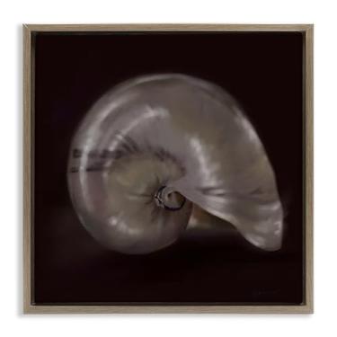 Imagem de Stupell Industries Arte de parede em tela flutuante com moldura dourada Seashell Treasure of Seashell, design de Mary Sparrow, 25 x 25