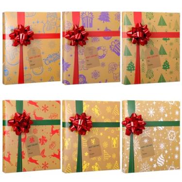 Imagem de Outus 6 peças de porta-cartões de presente de Natal com laços e etiquetas, cartões de presente de Natal, caixas de presente, mini caixas de lembrancinhas para férias, decoração de festa de aniversário