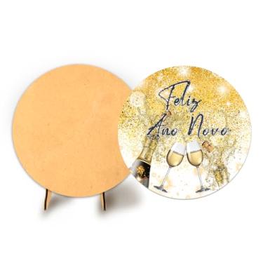 Imagem de Painel Redondo C Elastico 50cm Ano Novo + Suporte MDF (ANV061)