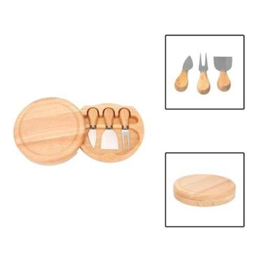 Imagem de Jogo Utensílios Para Queijo 3 Peças Com Suporte Tábua - Unyhome