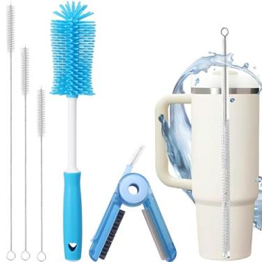 Imagem de Conjunto de 5 pincéis de limpeza de garrafa de água para copo de 590 g/947 ml, escova multifuncional para garrafa e escova de limpeza de canudo longo, kit de limpeza para acessórios de copo Owala