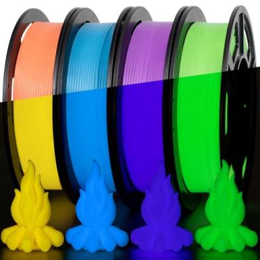 Imagem de iSANMATE Pacote de filamentos de impressora 3D, filamento que brilha no escuro multicolorido, verde, azul e roxo, filamento PETG 1,75 mm, precisão dimensional +/- 0,03 mm, 250 g x pacote com 4