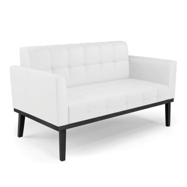 Imagem de Sofá Namoradeira 2 Lugares Base de Madeira Preto Elisa Corino Branco D03 - D'Rossi