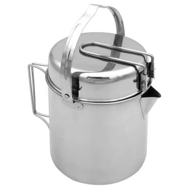 Imagem de Conjunto compacto de panela de acampamento, kit de cozinha ao ar livre de aço inoxidável com tampa de tigela e alça dobrável para sobrevivência e uso de chamas