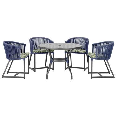 Imagem de Mesa Com 4 Cadeiras E Noronha Estofado 5 Trama Original Azul