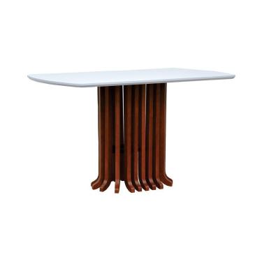 Imagem de Mesa De Jantar Denver Tampo Retangular 136x80cm Amêndoa-branco