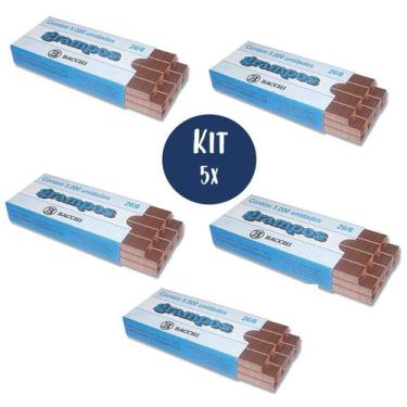 Imagem de Kit 5 Caixas de Grampo Cobreado Modelo 26/6 Bacchi com 5000 Grampos ca