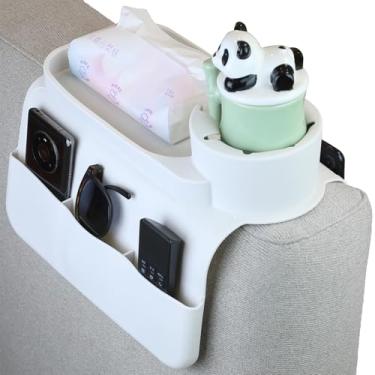Imagem de Bandeja de silicone para sofá, suporte de copo antiderrapante para sofá com bolsos em ambos os lados, suporte de armazenamento de apoio de braço multifuncional, pode colocar telefones celulares