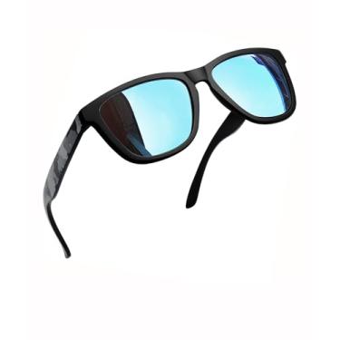 Imagem de Óculos de sol polarizados grandes para mulheres, homens, modernos, quadrados, óculos de sol, óculos de sol clássicos, dirigir pescar SY6147, Armação preta | Lente espelhada azul claro