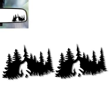 Imagem de 2 peças de decalque de espelho de carro Bigfoot Sasquatch, adesivo para espelhos retrovisores, acessórios de carro de vinil fofos adesivos e decalques presentes para mulheres, homens, crianças