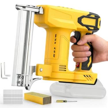 Imagem de TSSKMOYY Pregador Brad sem fio 2 em 1 compatível com bateria De wa-lt, pistola de pregos elétrica de calibre 18/pistola de grampos com 1000 pregos e 1000 grampos para estofados, carpintaria e