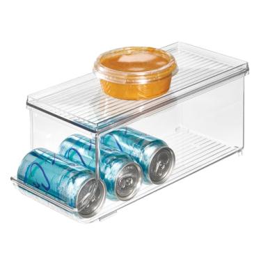 Imagem de iDesign Organizador de latas de refrigerante com tampa para despensa ou geladeira - transparente - Feito nos EUA