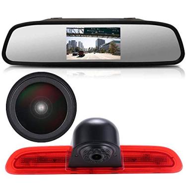 Imagem de Câmera de ré de lente de 12 mm + luz de freio retrovisor de carro de 11 cm, câmera de ré de teto de carro para Commuter HiAce H200 MK5 Van LWB Trh Kdn Ônibus de porta traseira 2004-2014