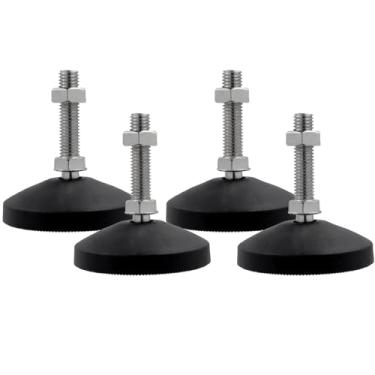 Imagem de LC LICTOP Pés niveladores M12 x 50 mm, altura de 8 cm e capacidade de 399 kg, deslizadores de móveis giratórios ajustáveis resistentes, niveladores de pés de borracha rosqueada para mesa, prateleiras