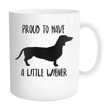 Imagem de Waldeal Caneca de café Weiner Dog para homens e mulheres, Proud to Have A Little Wiener, presentes engraçados de dachshund para amantes de cães, 325 ml, branca
