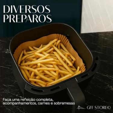 Imagem de Kit Premium com 50 Formas de Papel Quadradas Descartáveis para Air Fryer, Antiaderente, Universal, Protetor contra Gordura