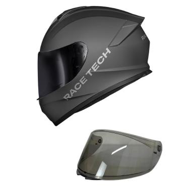 Imagem de Capacete Race Tech Hit Monocolor Cinza Fosco Mais Viseira Fumê-Masculino