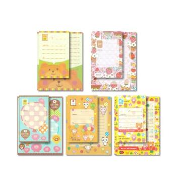 Imagem de KUDOS.JP Lindo papel de carta de papelaria de personagem japonês kawaii com 10 papéis de escrita e 5 envelopes, conjunto de presente para adolescentes, meninas e crianças