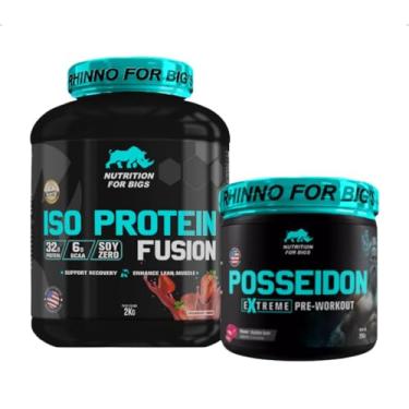 Imagem de Kit Iso Protein Fusion Morango + Pré Treino Posseidon Nutrition For Bigs (Chiclete)