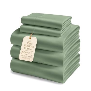 Imagem de LANE LINEN Lençóis King divididos para camas ajustáveis - 1000 fios, conjunto de lençóis de 5 peças, 100% algodão egípcio, fresco, respirável e macio, 2 bolsos de até 38 cm de profundidade - Verde