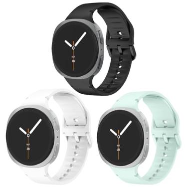 Imagem de Pacote com 3 pulseiras esportivas compatíveis com Samsung Galaxy Watch 8 de 40 mm e 44 mm/Galaxy Watch 8 Classic de 46 mm (2025), pulseira de silicone macio sem lacunas para mulheres e homens (preto