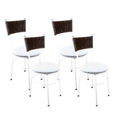 Imagem de 4 Cadeiras Branca Para Cozinha Viena Marrom Cor:Branco - Laumar, Branc