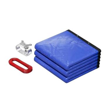 Imagem de Ioensy Kit de capa de piscina redonda de inverno à prova d'água, material PE espesso, capa de piscina portátil multifuncional com guincho e cabo, 12 Pés