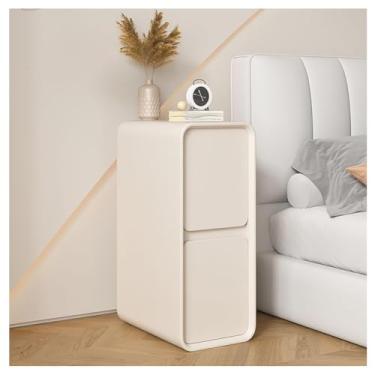 Imagem de SPXMQSS Armário de cabeceira estreito, mesa de cabeceira com 2 gavetas armário de armazenamento para quarto, sala de estar, mesa de cabeceira, 20 x 40 x 50 cm, branco