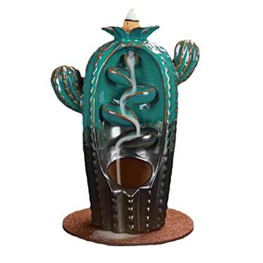 Imagem de Generic Suporte de Incenso Em Cerâmica Cascata, Cacto Requintado, Queimador de Incenso Decorativo de Refluxo para Quarto, Azul