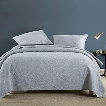 Imagem de SPXMQSS Edredons Queen Size, Colchas acolchoadas macias e leves de algodão puro todas as estações 3 peças colchas king size antiderrapante sem encolhimento (1 colcha, 2 capas pollow 50 * 70 cm) A, 250