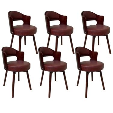 Imagem de SPXMQSS Cadeiras para sala de jantar, cadeiras de jantar giratórias de 360° com encosto, cadeira de jantar estofada de couro, cadeira ergonômica para lounge, escritório, penteadeira, cadeira vermelha