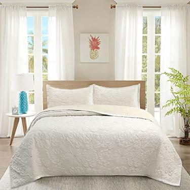 Imagem de SPXMQSS Conjunto de cama Queen, conjunto de cama queen material de algodão puro absorve água e suor, conjunto de edredom de cama queen design acolchoado de ponto fixo não desbota contém apenas colcha
