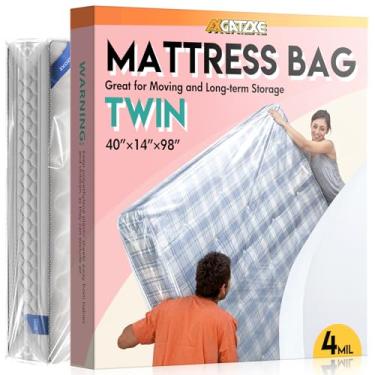 Imagem de Bolsa de colchão de plástico para armazenamento móvel, capa de colchão impermeável, protetor de colchão para suprimentos de mudança - tamanho solteiro (4 mm)