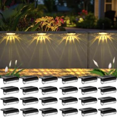 Imagem de Mancra Luzes solares de degrau ao ar livre, luzes solares externas à prova d'água para cerca, escadas, piscina, poste corrimão, quintal e jardim (branco quente, pacote com 24)