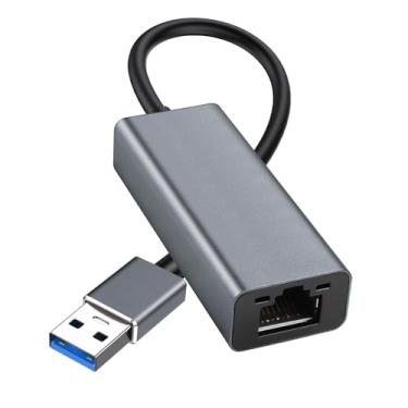 Imagem de Adaptador USB 3.0 para Ethernet, hub de rede portátil de 1 Gigabit, 10/100/1000 Mbps, adaptador de Internet USB 3.0 para RJ45 compatível com laptop, MacBook, Surface, PC com Windows, XP, Mac/Linux