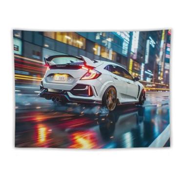 Imagem de HouLaiZhe Tapeçaria de carro anime Japão Jdm carro esportes pendurar na parede quarto decoração de casa tapeçarias estética piquenique decoração de parede arte de parede para dormitório sala de estar