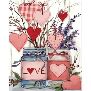Imagem de askkqtx Kit de pintura por números do Dia dos Namorados para adultos, pintura de amor DIY por números para iniciantes, pintura a óleo por número em tela para presentes de decoração de casa 40,6 x 50,8