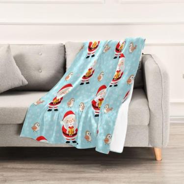 Imagem de Wassud Cobertores e mantas de Natal 152,4 x 228,6 cm, cobertor de Papai Noel e pássaros para sofá, cadeira, decoração de casa