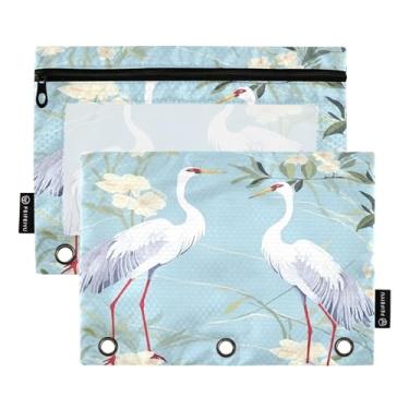 Imagem de Wassud White Egrets Pacote com 2 pastas para fichário com 3 furos, pasta organizadora de arquivos para casa, escritório