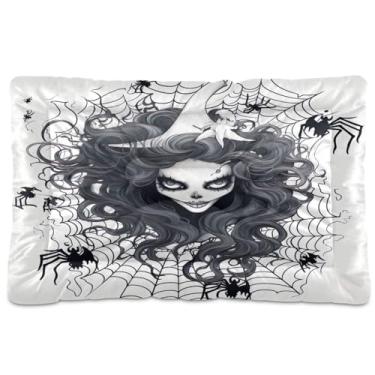Imagem de Wassud Cama de cachorro Happy Halloween para cães pequenos, tapete lavável para animais de estimação, cama de gato para dormir, viagens 91 x 61 cm
