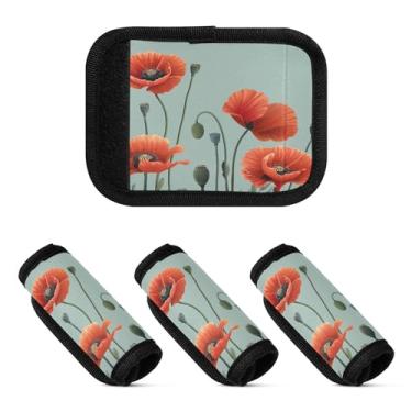 Imagem de Qilmy Beautiful Flowers Bagagem Handle Wrap Pacote com 4 Identificadores de Bagagem Identificadores de Bagagem Capa para Carrinho de Bebê Mala Mala Avião Acessórios de Viagem 1128
