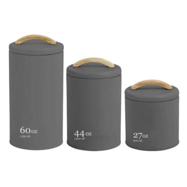 Imagem de Conjunto De Potes De Metal + Bambu 3 Peças Sense Chumbo Ou