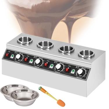 Imagem de Aquecedor EléTrico De Molhos Em AçO InoxidáVel,Equipado Com Escova De Limpeza E Tigela De AçO InoxidáVel, Temperatura AjustáVel De 86 A 185°F Para Aquecer Todos Os Tipos De Molhos
